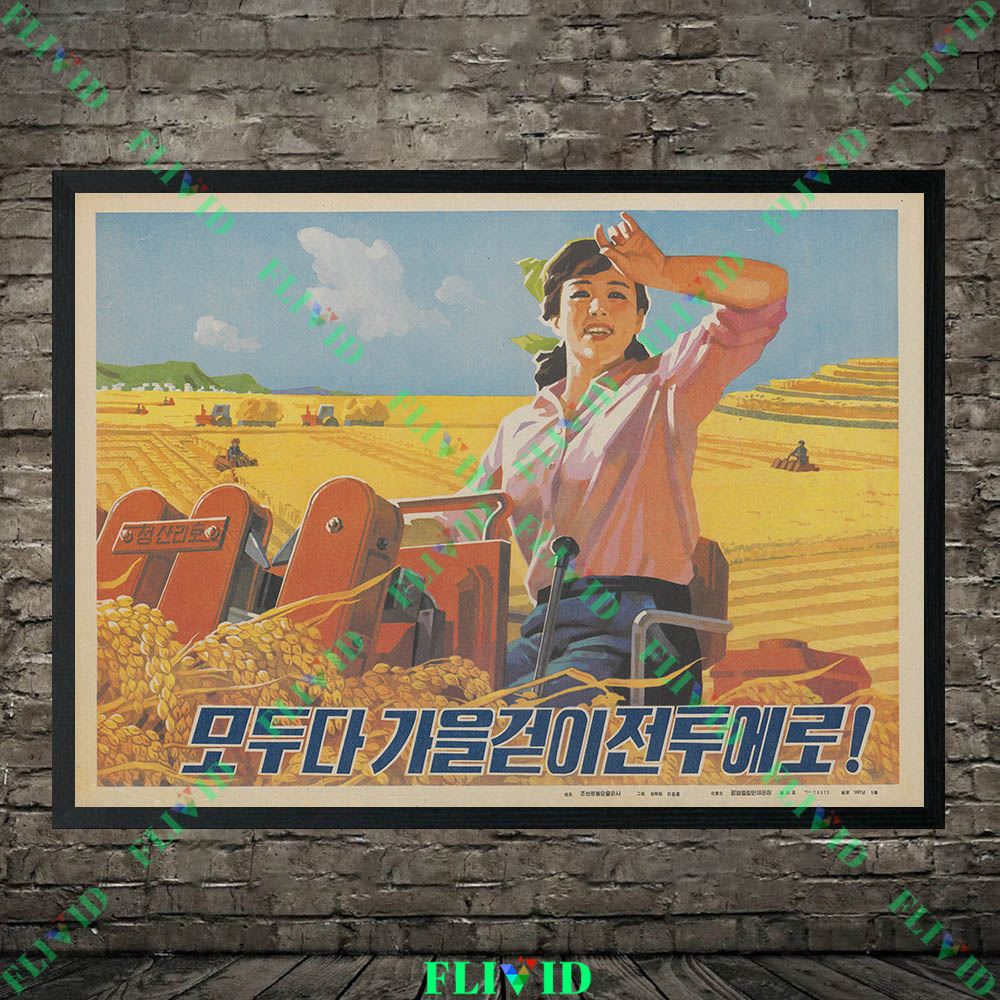 Retro Kuzey Kore Sanat Baskıla - Agriculture Farming Poster incelemesi ve fiyatı
